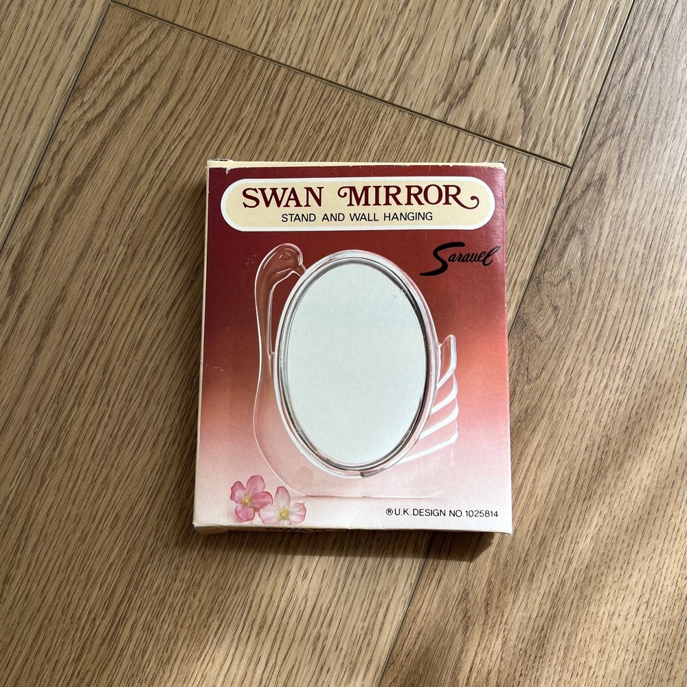 Vintage Saravel Swan Shape Mirror, Swan Mirror Stand and Wall Hanging